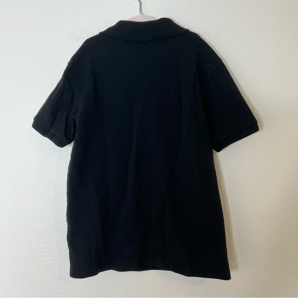 Lacoste Boys Classic Black Polo Shirt Croc Logo Cotton Preppy Casual Size 10